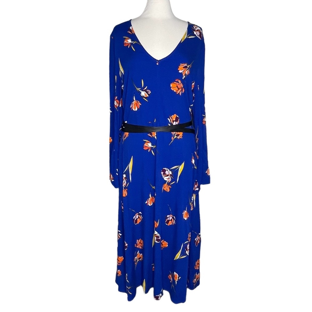 JustFabulous XXL blue floral belted dress